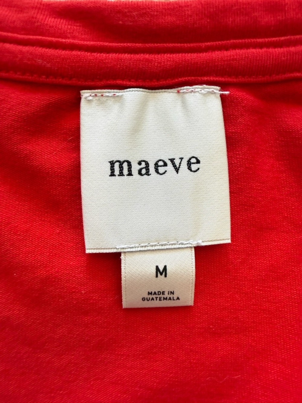 Anthropologie Maeve Cotton Bright Red Scoop-Neck Short Sleeve Tee Size Medium - Picture 3 of 8